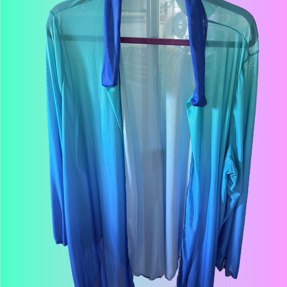 Tops - Blue Gradient Sheer Cardigan